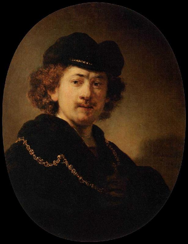 Rembrandt Peale Self portrait Wearing a Toque and a Gold Chain oil painting picture